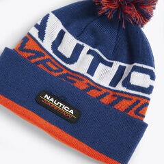 COMPETITION LOGO POM-POM BEANIE,Navy,large