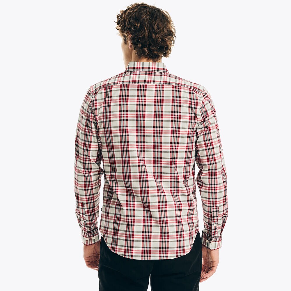 Slim Fit Wrinkle-Resistant Plaid Shirt,High Rise,large