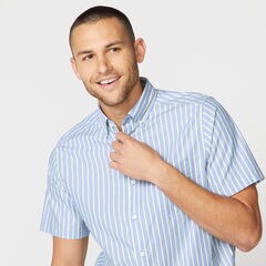 STRIPED SHORT SLEEVE SHIRT,Riviera Blue,large