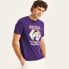 Blue Marlin Club Graphic T-Shirt,Dusty Pink,large
