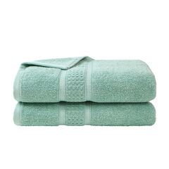 OCEANE TURQUOISE 2-PIECE ANTIBACTERIAL BATH TOWEL SET,Dark Navy,large