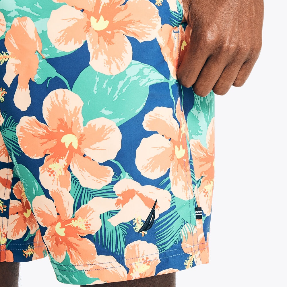 8" HIBISCUS PRINT SWIM,Bright Cobalt,large