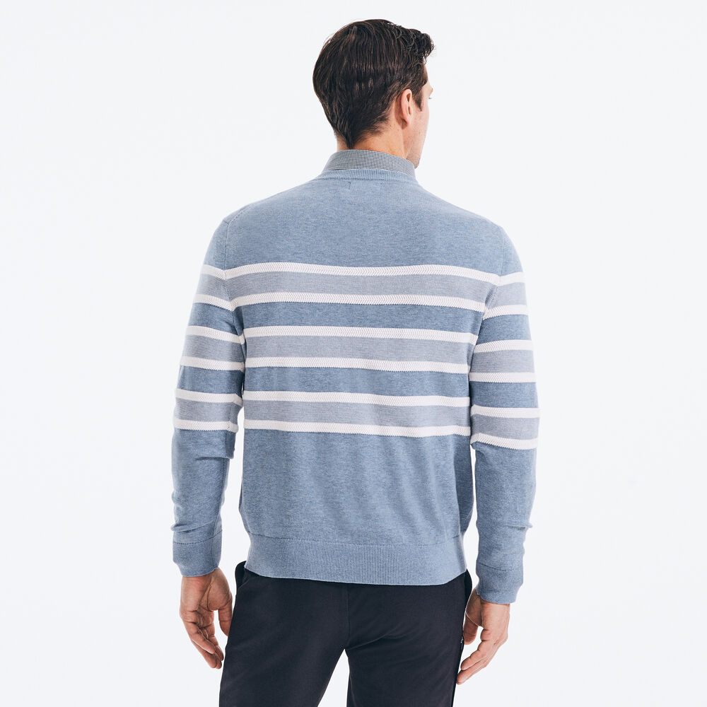 TEXTURED-STRIPE SWEATER,Anchor Blue Heather,large