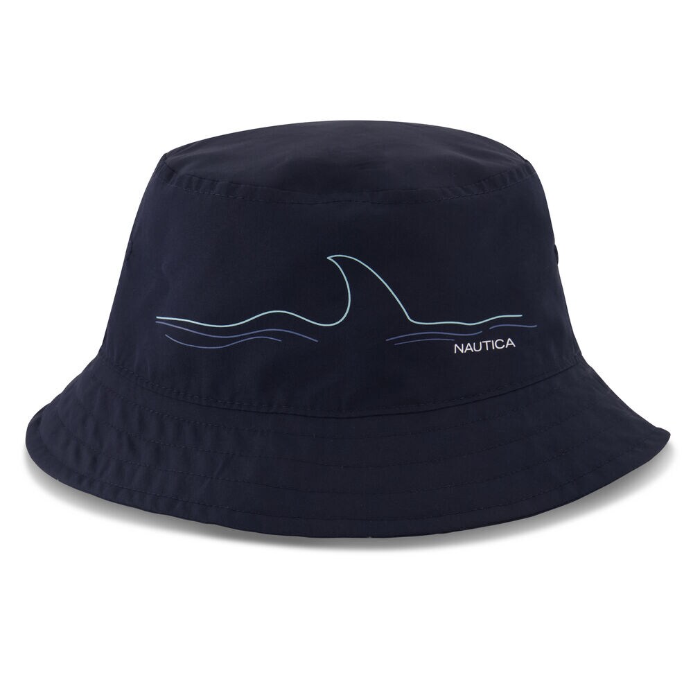 SUSTAINABLY CRAFTED REVERSIBLE SHARK BUCKET HAT,Navy,large