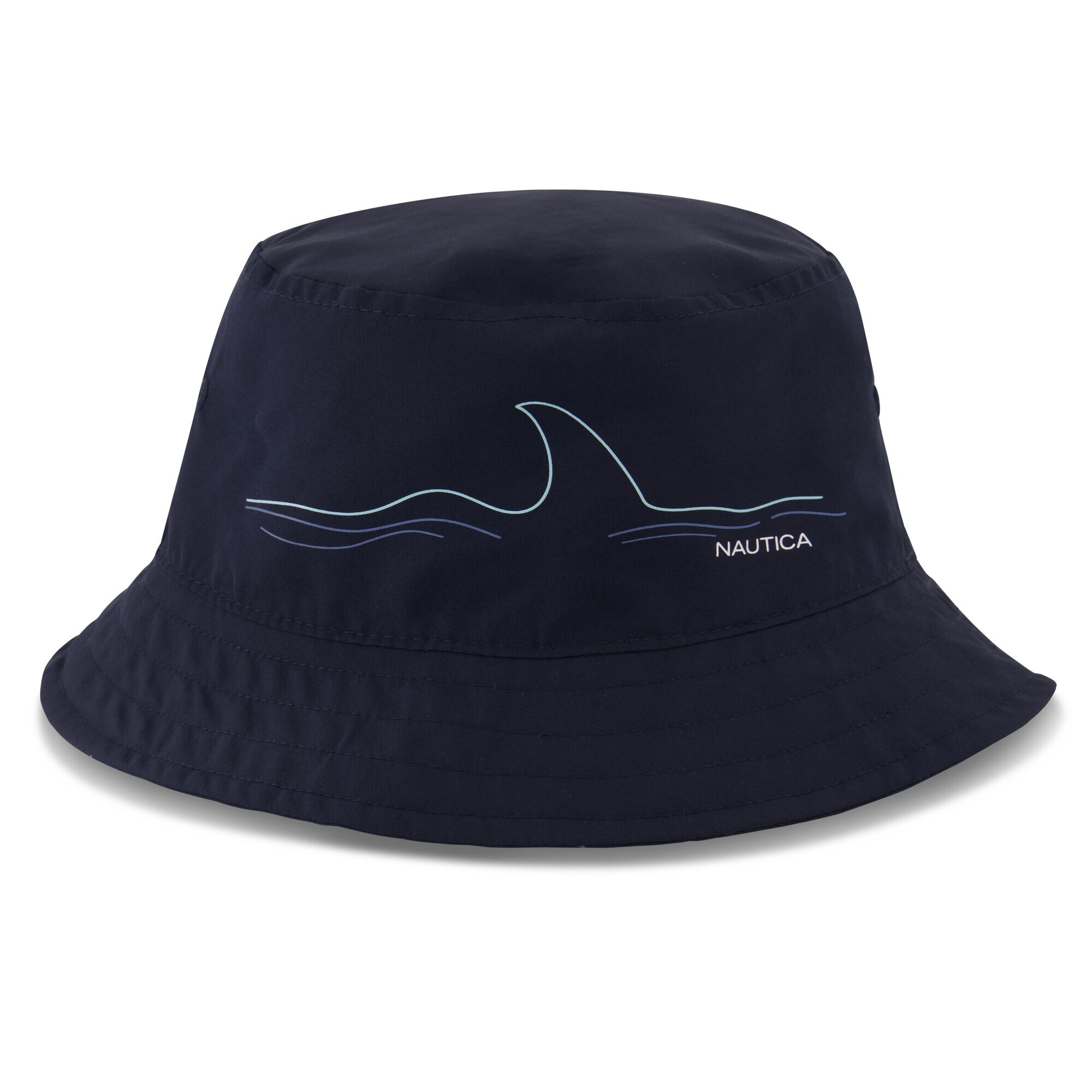 SUSTAINABLY CRAFTED REVERSIBLE SHARK BUCKET HAT,Navy,large