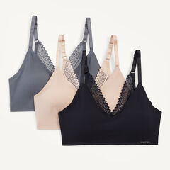 Ribbed Bra, 3-Pack,Workshirt Blue,large