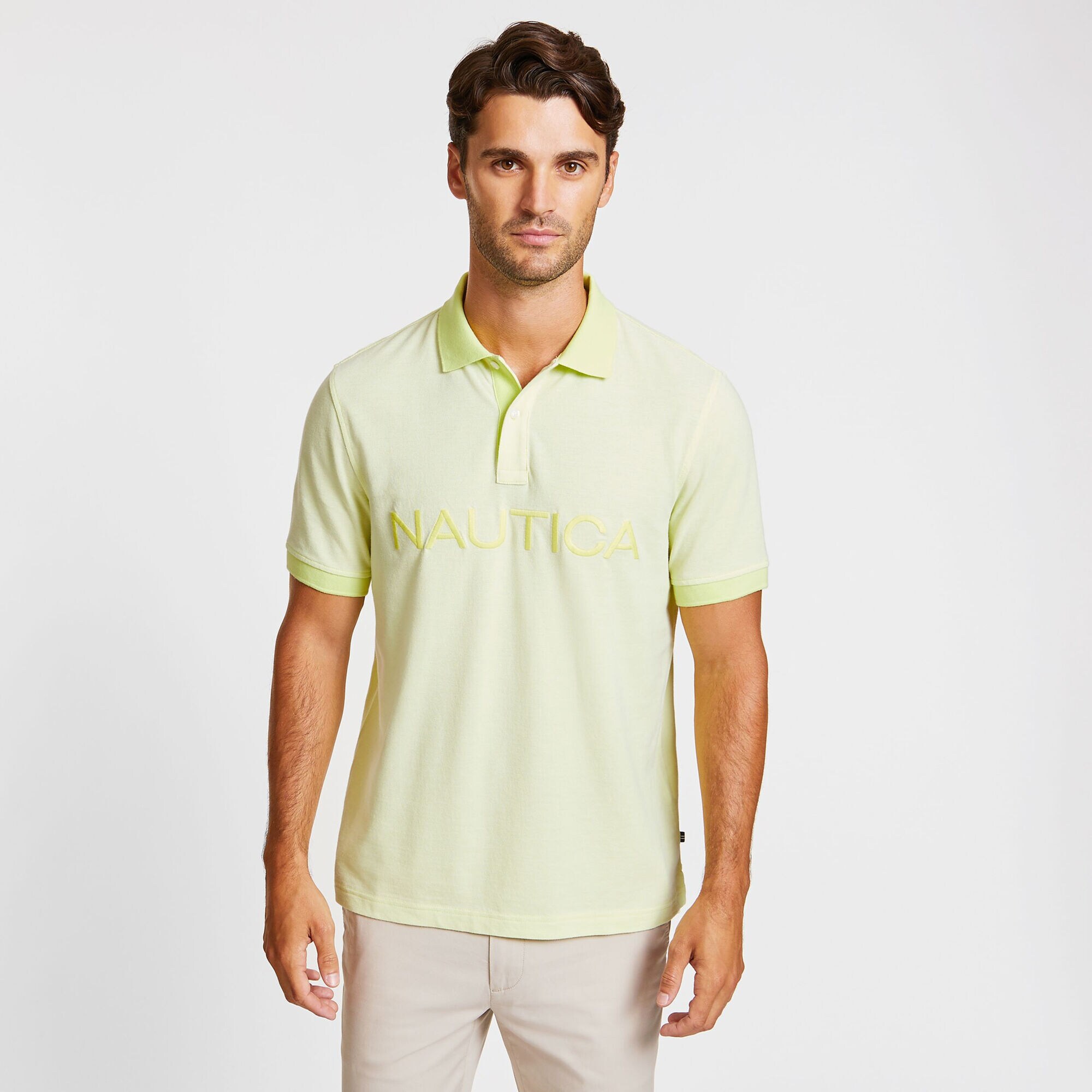 Big & Tall Kailua Short Sleeve Logo Classic Fit Polo,Light Olive,large