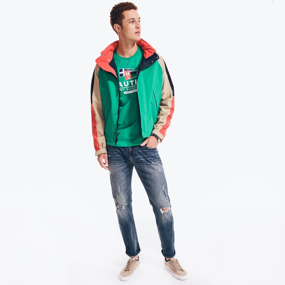 REISSUE COLORBLOCK LOGO-SLEEVE JACKET,Dark Dill,large
