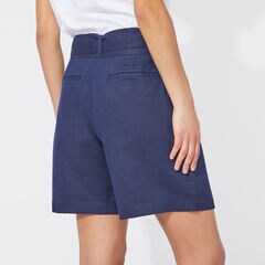 8" BELT-ACCENTED HIGH WAIST SHORTS,Stellar Blue Heather,large