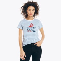 SUSTAINABLY CRAFTED STRIPED SAILBOAT GRAPHIC T-SHIRT,Pure Deep Bay Wash,large