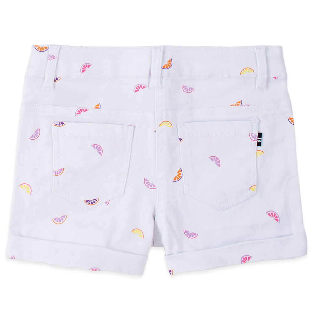 LITTLE GIRLS' FRUIT PRINTED DENIM SHORTS (4-7),Antique White Wash,large