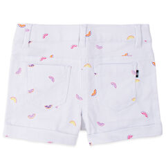 LITTLE GIRLS' FRUIT PRINTED DENIM SHORTS (4-7),Antique White Wash,large