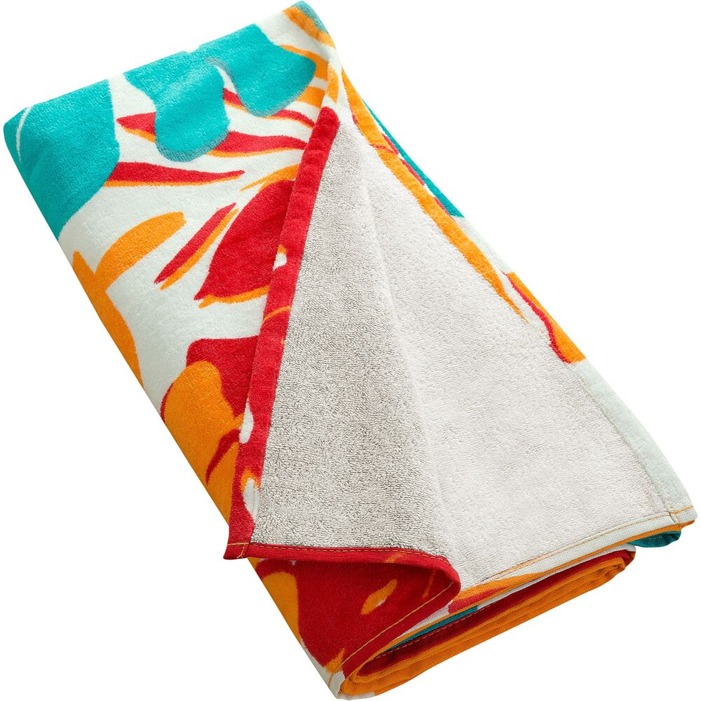 PALM LEAF PRINT BEACH TOWEL,Orange,large