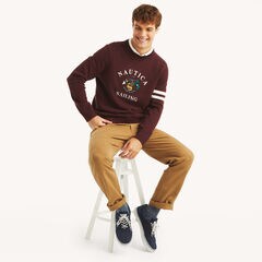 Embroidered Crewneck Sweater,Rio Red,large