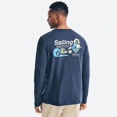 SAILING GRAPHIC LONG-SLEEVE T-SHIRT,Navy,large