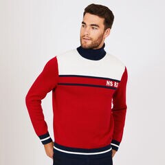 Colorblock Turtleneck Sweater,Nautica Red,large