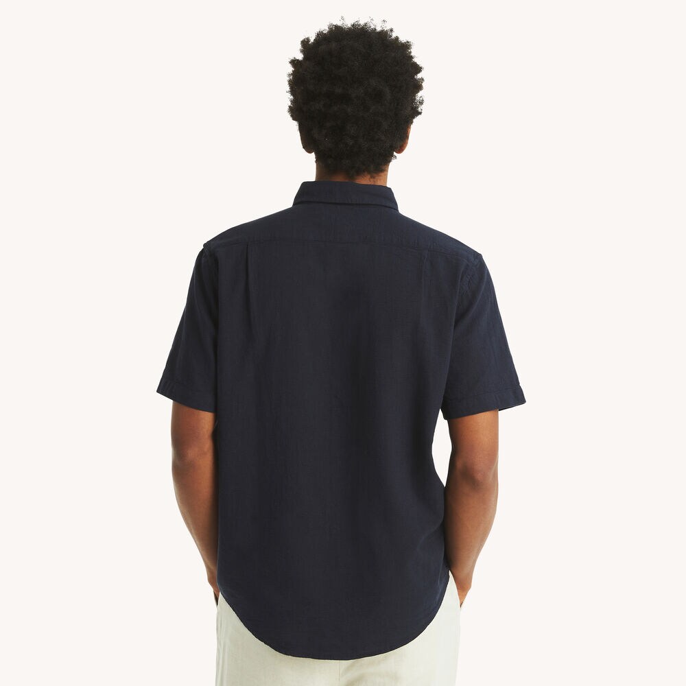 Striped Short-Sleeve Shirt,Stellar Blue Heather,large