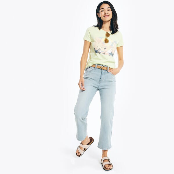 NAUTICA JEANS CO. TRUE FLEX HIGH-RISE DEMI-BOOT CROPPED DENIM