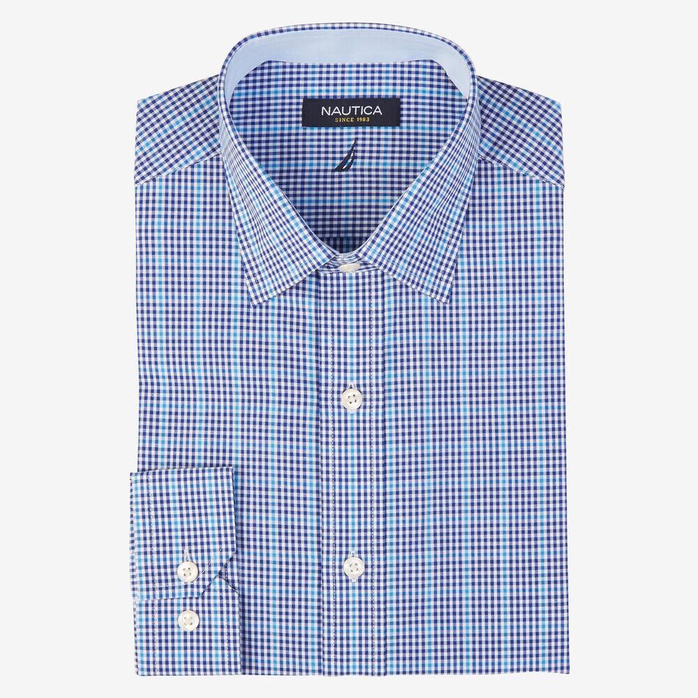 Aqua Check Dress Shirt,Workshirt Blue,large