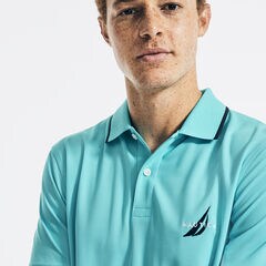 NAVTECH CLASSIC FIT COLORBLOCK-SLEEVE POLO,Aqua Sky,large