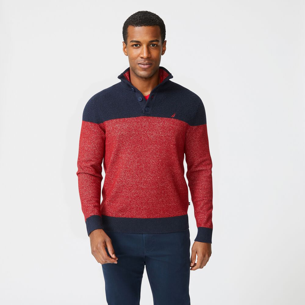 SUSTAINABLY CRAFTED COLORBLOCK SWEATER,Lotus,large