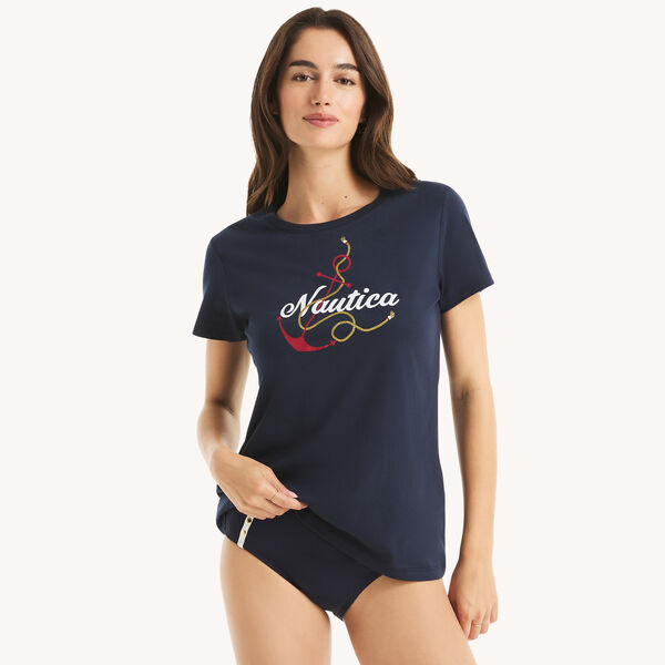 Glitter Anchor Knot Graphic T-Shirt