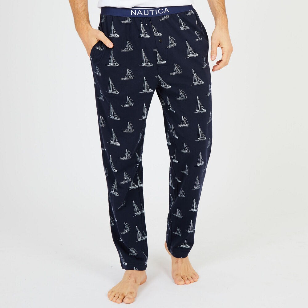 Sailboat Jersey Pajama Pants,Navy,large