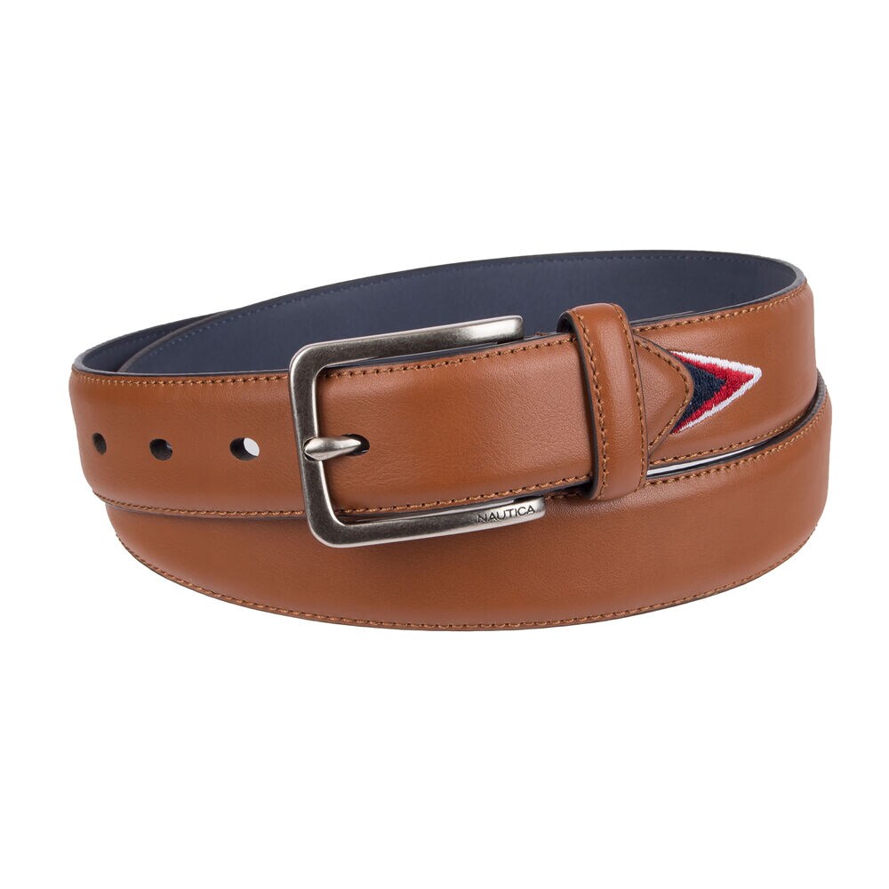 Belt With Embroidered Lining,Brown Stone,large
