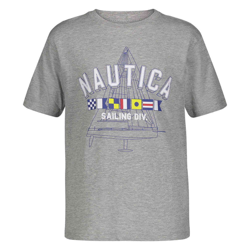 BOYS' LOGO SIGNAL FLAGS GRAPHIC T-SHIRT (8-20),Grey Heather,large
