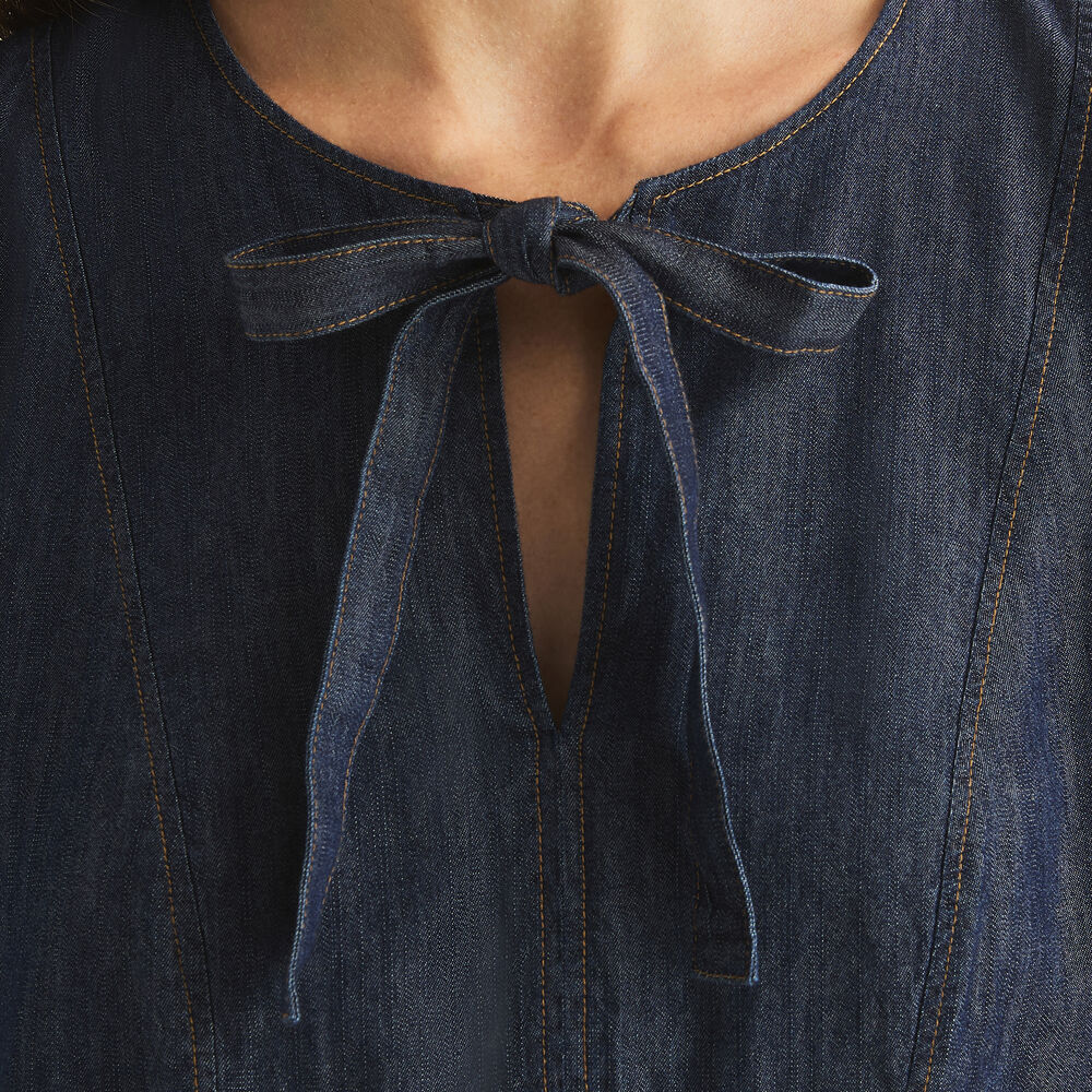 Chambray V-Neck Top,Stellar Blue Heather,large