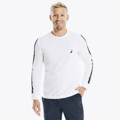 NAVTECH STRIPE-SLEEVE T-SHIRT,Bright White,large