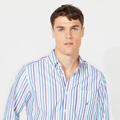 CLASSIC FIT LONG SLEEVE MULTICOLOR STRIPE SHIRT,Bright White,large