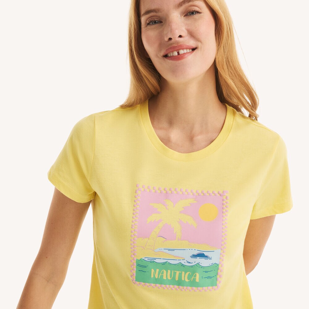 Logo Stamp Puff Graphic T-Shirt,Sunshine,large