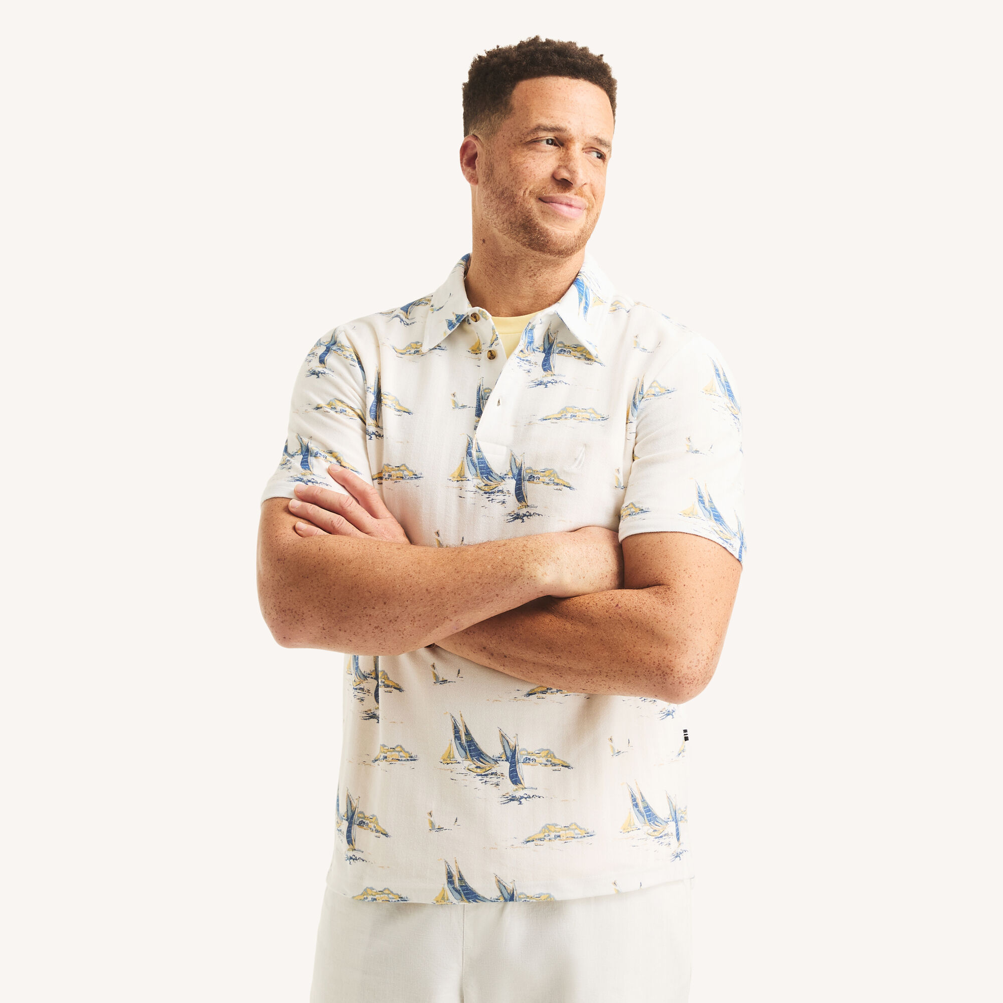 Big & Tall Classic Fit Printed Polo,Sail White,large