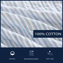 Coleridge Stripe Blue Full Queen Quilt-Sham Set,Navy Dusk,large