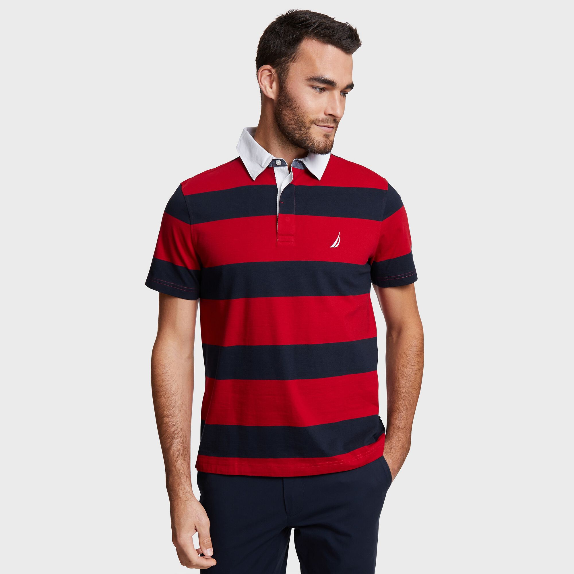 Big & Tall Stripe Shipman Polo,Nautica Red,large