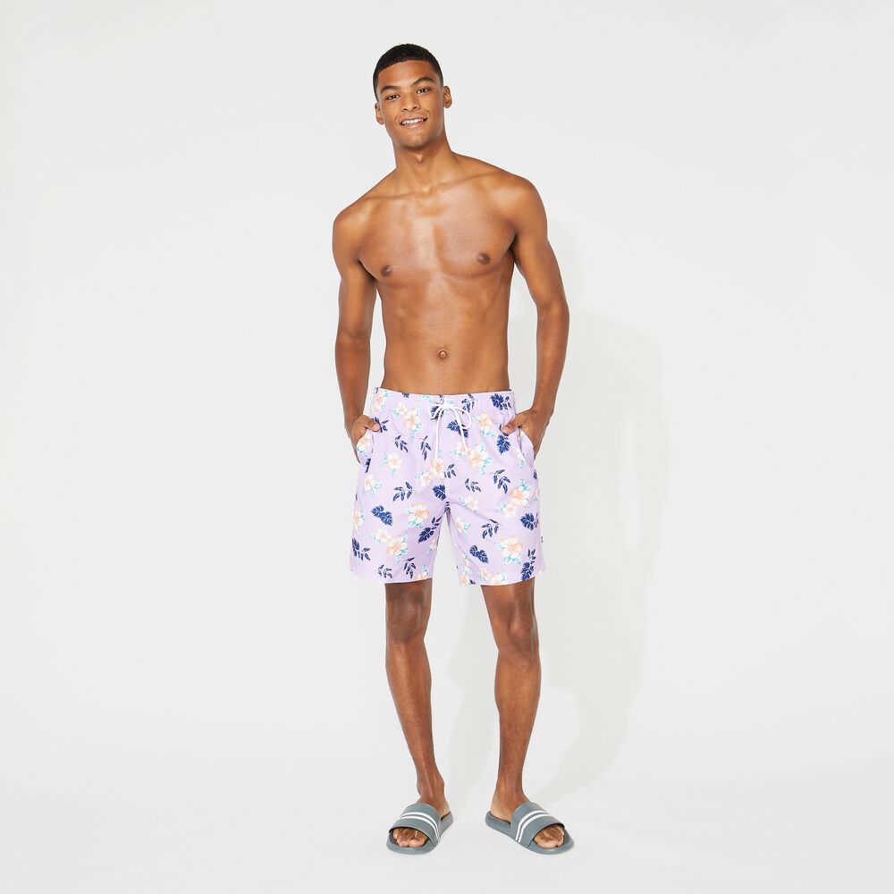 8" PERFORMANCE FLORAL PRINT SWIM,Lavendula,large