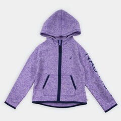 TODDLER GIRLS' LOGO HOODED NAUTEX FLEECE (2T-4T),Purple Heather,large