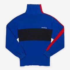 Vintage Nautica Competition Long Sleeve Turtleneck Shirt,Naval Blue,large