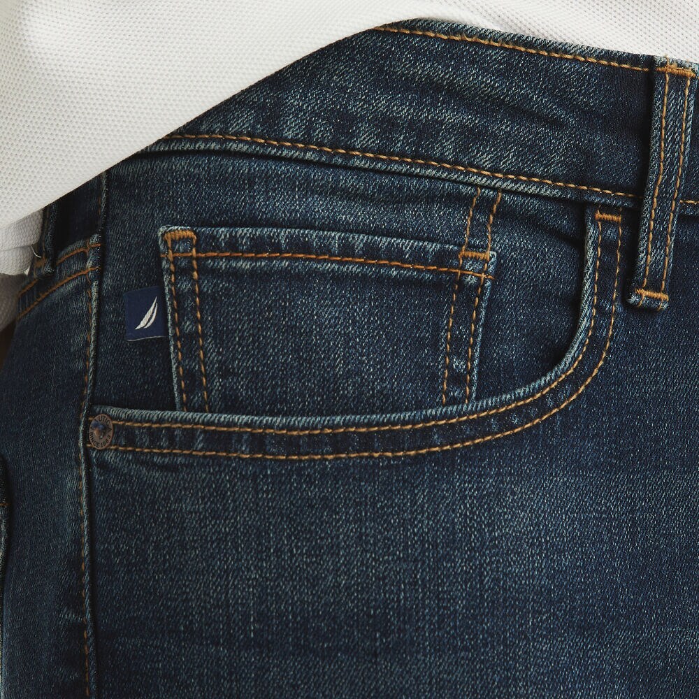 Vintage Straight Stretch Denim,Khaki,large