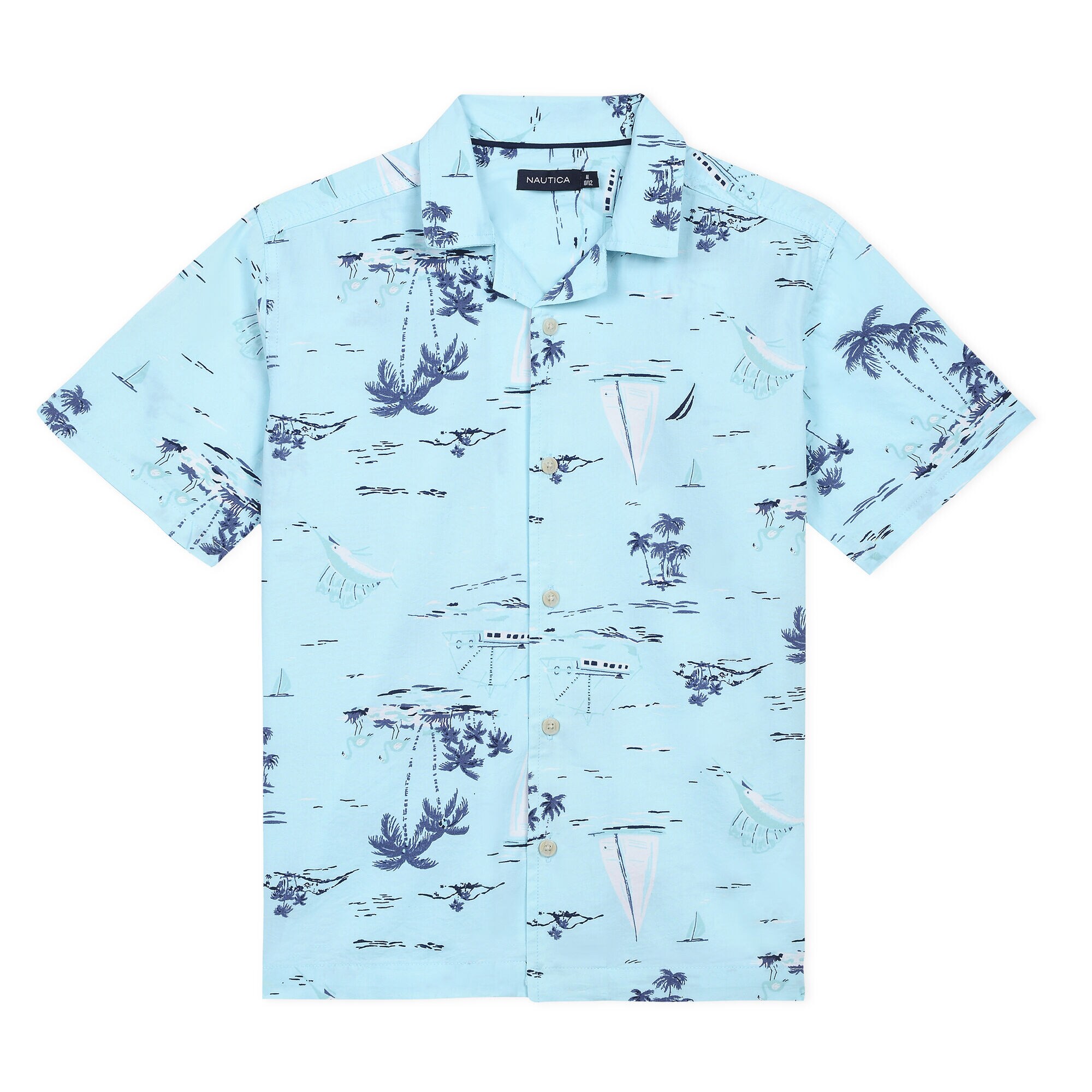 Little Boys' Camp Shirt in Maui Island Print (4-7),Cargo Green,large