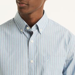 Slim Fit Wrinkle-Resistant Striped Shirt,Riviera Blue,large