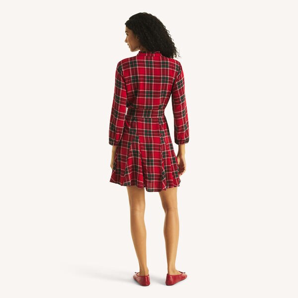 Ruffle-Neck Shirt Dress