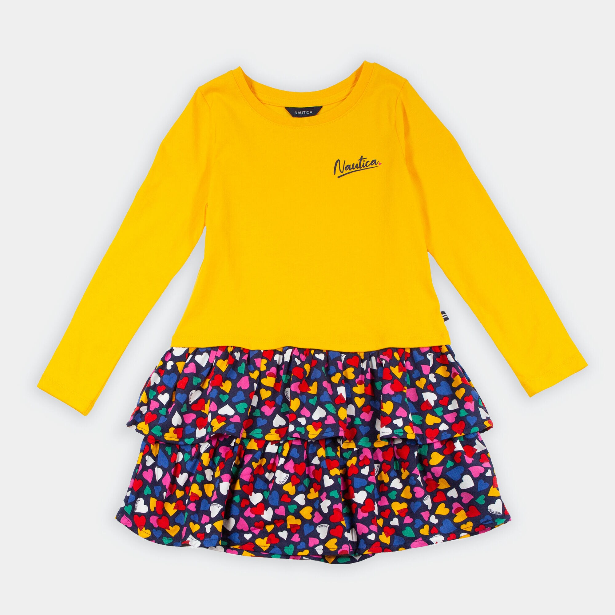 TODDLER GIRLS' HEART PRINT SKIRT DRESS (2T-4T),Gold,large