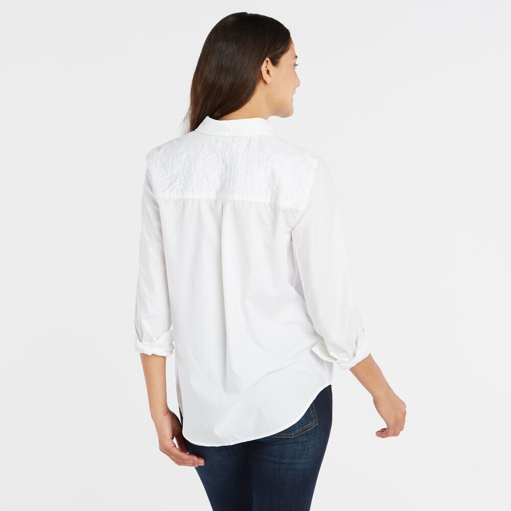 NAUTICA JEANS CO.  EMBROIDERED LOGO BOYFRIEND SHIRT,Bright White,large