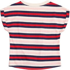 TODDLER GIRLS' STRIPED TIE-FRONT POCKET T-SHIRT (2T-4T),Tomato,large