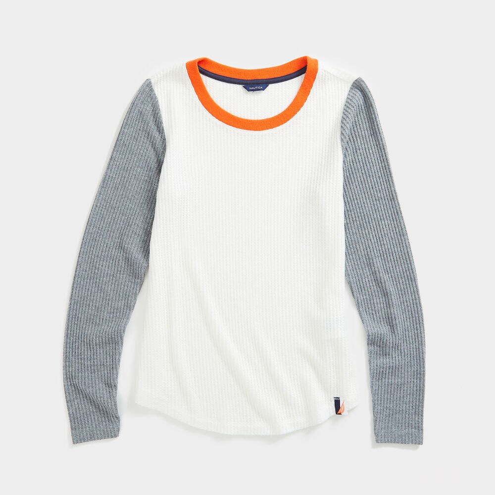 COLORBLOCK SCOOP NECK KNIT TOP,Marshmallow,large