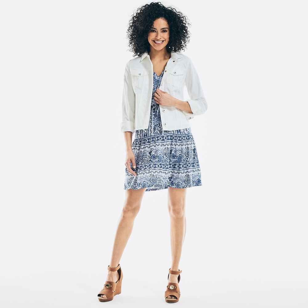 SUSTAINABLY CRAFTED FLORAL PRINT MINI DRESS,Nautica Blue,large