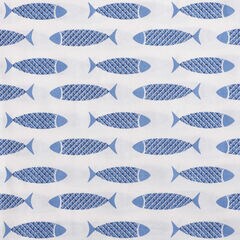 Woodblock Fish Blue Full/Queen Duvet Cover Set,Classic Blue,large