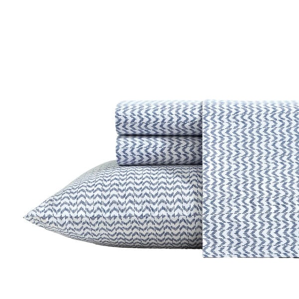 Ikat Wave Blue Twin XL Sheet Set